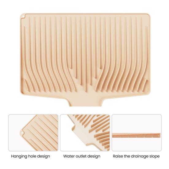 Силиконовый коврик для слива, термостойкий, наклонный дизайн, прямоугольной формы, кухонный коврик, коврик для сушки посуды в скандинавском стиле