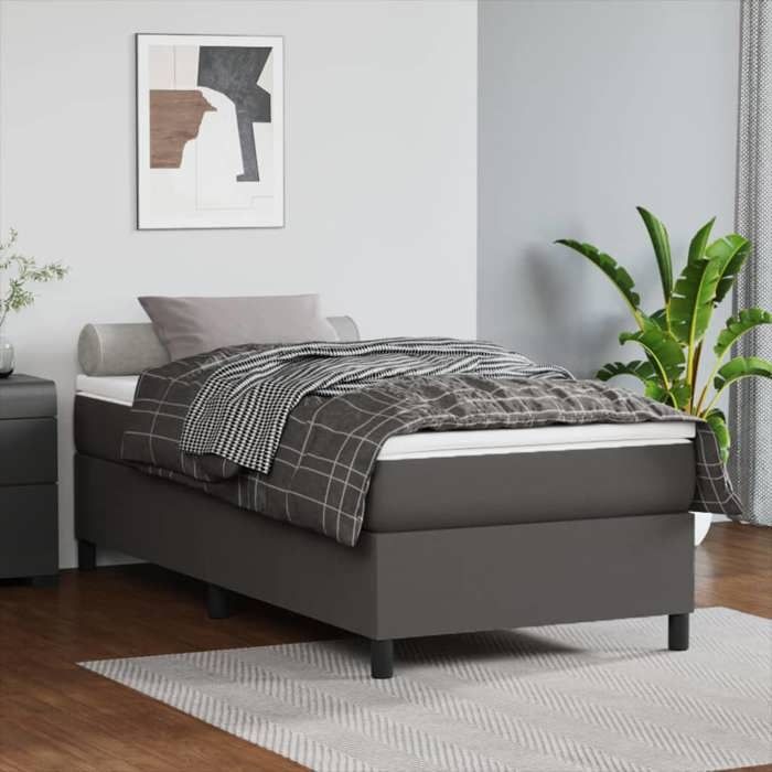 Maison Exclusive - Sommier à lattes de lit avec matelas Gris 100x200 cm Similicuir