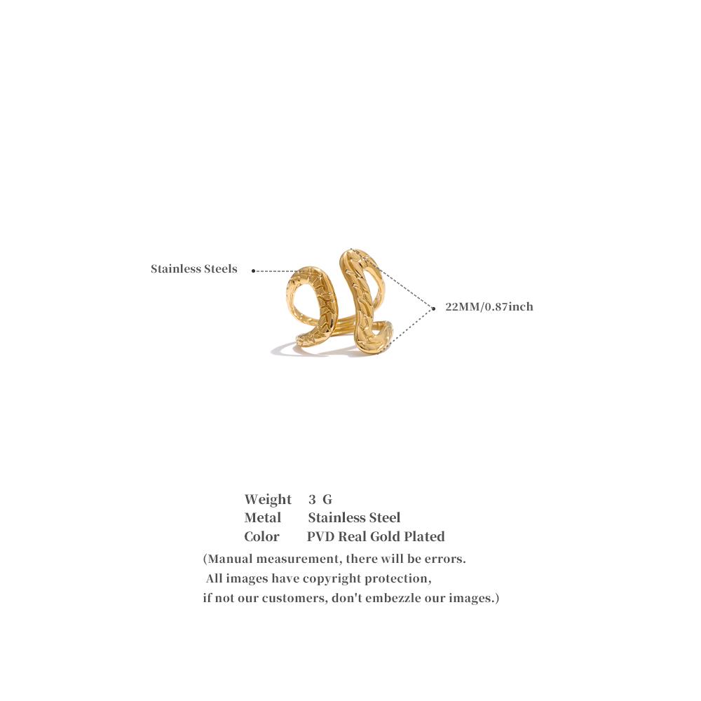 Eetit Модное регулируемое полое кольцо из нержавеющей стали с геометрическим узором 18K с покрытием PVD, индивидуальные ювелирные аксессуары, подарок