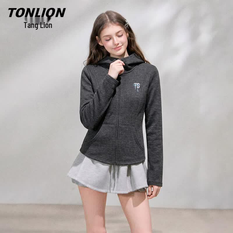 Женская приталенная куртка с капюшоном из искусственного кашемира TonLion