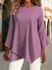 Fashionable styling design new round-neck colored cotton women's plus-size T-shirt, three-quarter sleeve elegant and personalized T-shirt
