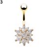 Женское кольцо-штанга для пирсинга пупка с цветами из страз Body Piercing Jewelry Charm KTJ