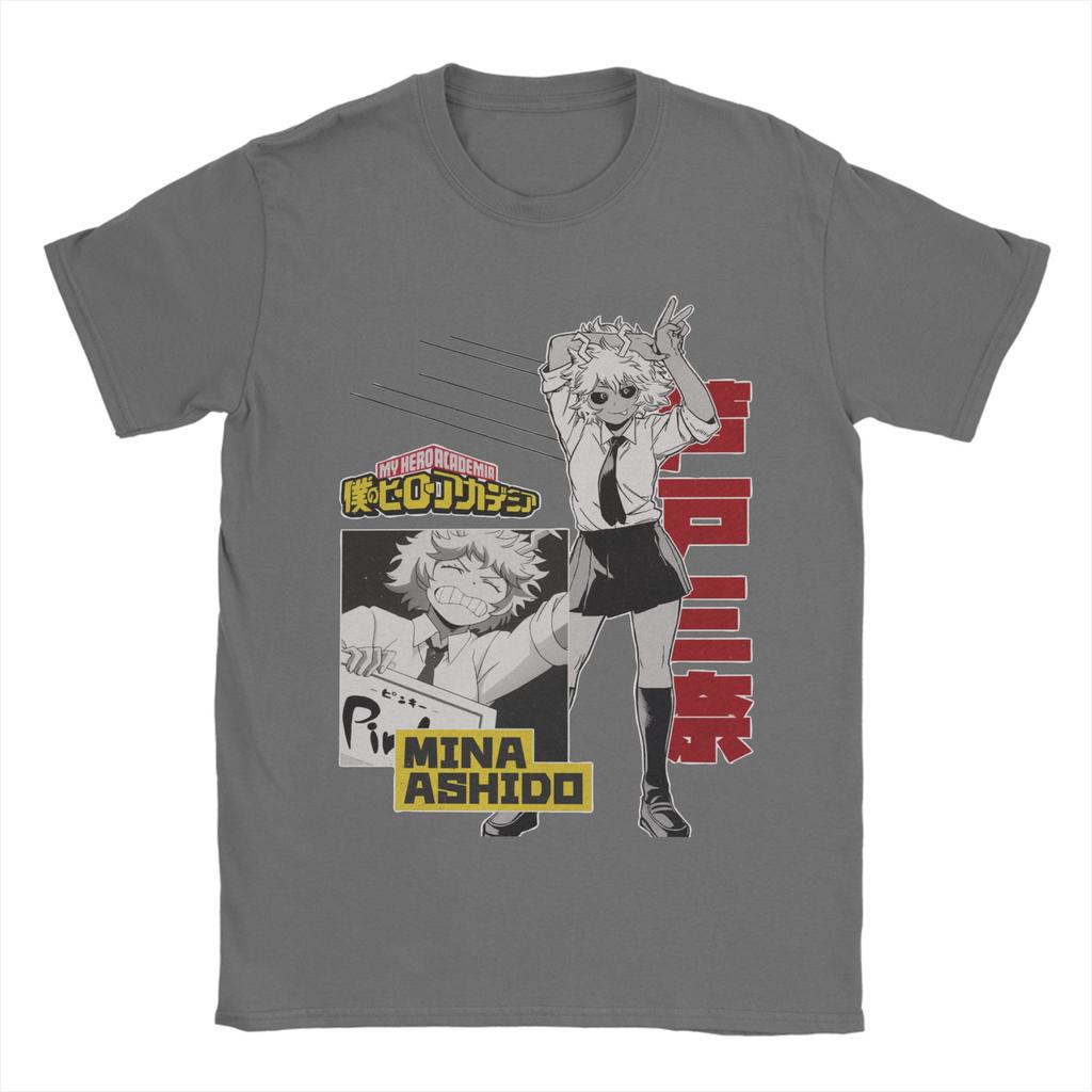 Винтажные футболки в стиле героя Мины Ашидо для мужчин с круглым вырезом и коротким рукавом, одежда Boku No My Hero Academia Manga 100% хлопок летняя одежда