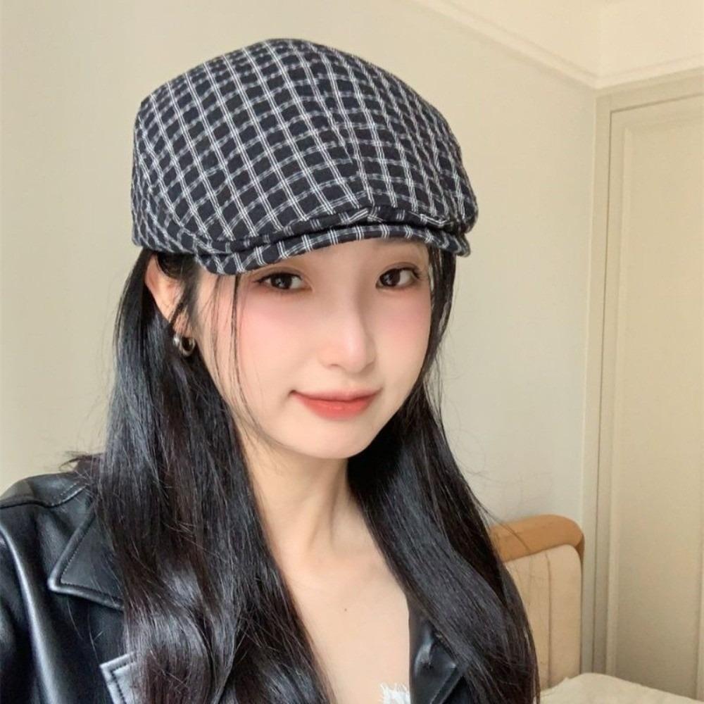Кепки газетчика в стиле Y2k, корейская шляпа художника, ретро клетчатые береты, для улицы