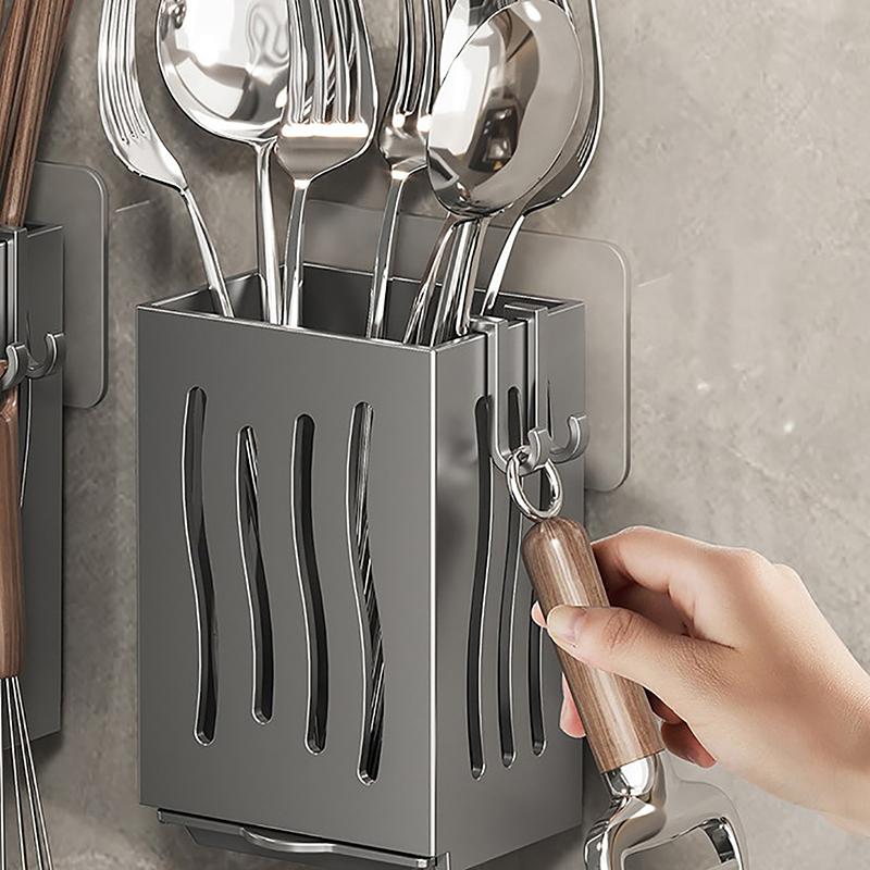 1-элементная стойка для кухонных принадлежностей - многофункциональный держатель для палочек для еды с функцией сушки, настенный или отдельно стоящий ящик для хранения столовых приборов, пластик