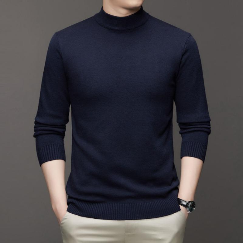 Men S Half Turtleneck Knit Sweater Solid Color Long Sleeve Winter Warm Base Layer