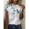 Summer Women's T-shirts Casual Round Neck Short Sleeve Tops Floral Print Street Fashion Women's Loose Clothing Outdoor T Shirts