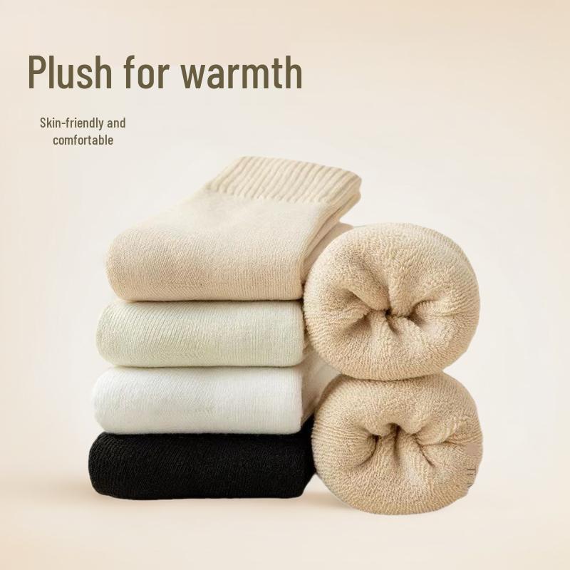 Terry Women’s Plush Thickened Mid-Tube Socks for Autumn & Winter