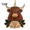 Christmas Tree Hanging Decorations Faux Stained Glass Ornaments, 2D Hummingbird Dachshund Highland Cow Party Ornaments Decoration for Indoor