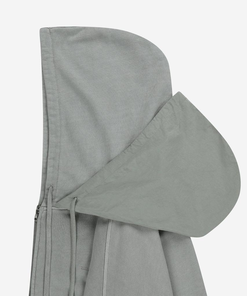 Node Labs Dev:7 Худи на молнии с двойным капюшоном, окрашенное garment dyed_Светло-серый