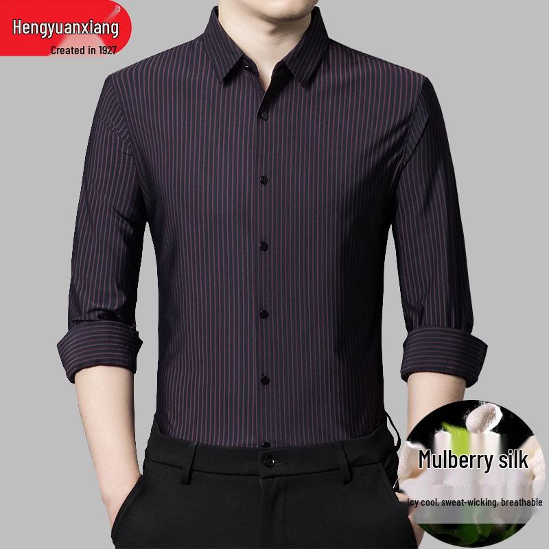 Men's Long-Sleeve Non-Iron White Cotton Shirt - Light Luxury Autumn 2025 Business Casual Formal Wear
