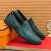 New Men's Loafers Pointed Small Leather Shoes Fashionable Snakeskin Pattern Men's Korean Version Hairstylist Lazy Casual Shoes