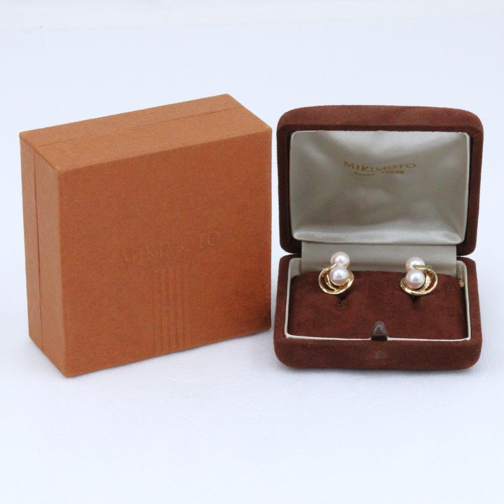 MIKIMOTO Pearl Earring K14 Yellow Gold/Pearl 7.3g Women Used