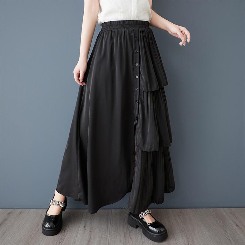 Black Plus Size High Waist Vintage Spring Summer Casual Loose Long for Woman Skirts Womens Skirt