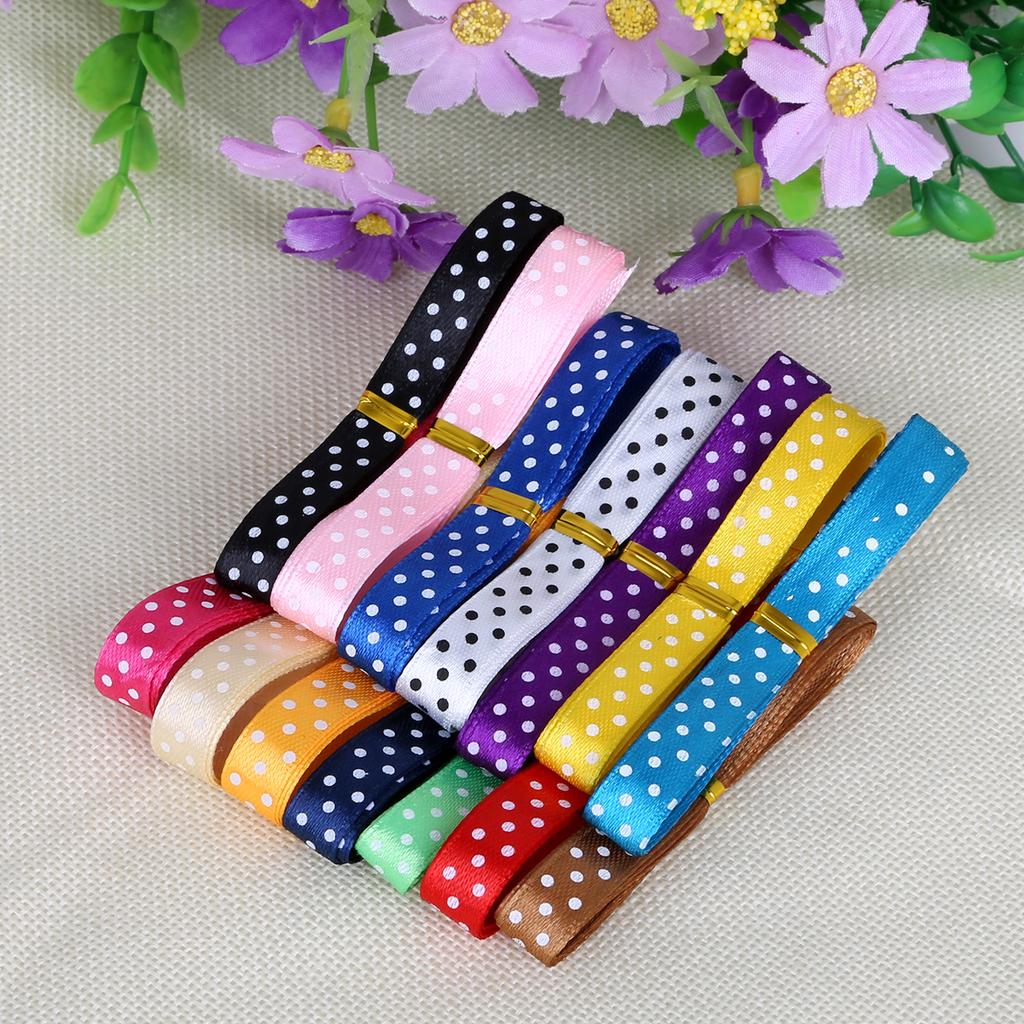 15 метров атласная лента с принтом в горошек, одиночная тесьма, повязка на голову для волос для рукоделия, банты, аксессуары для одежды
