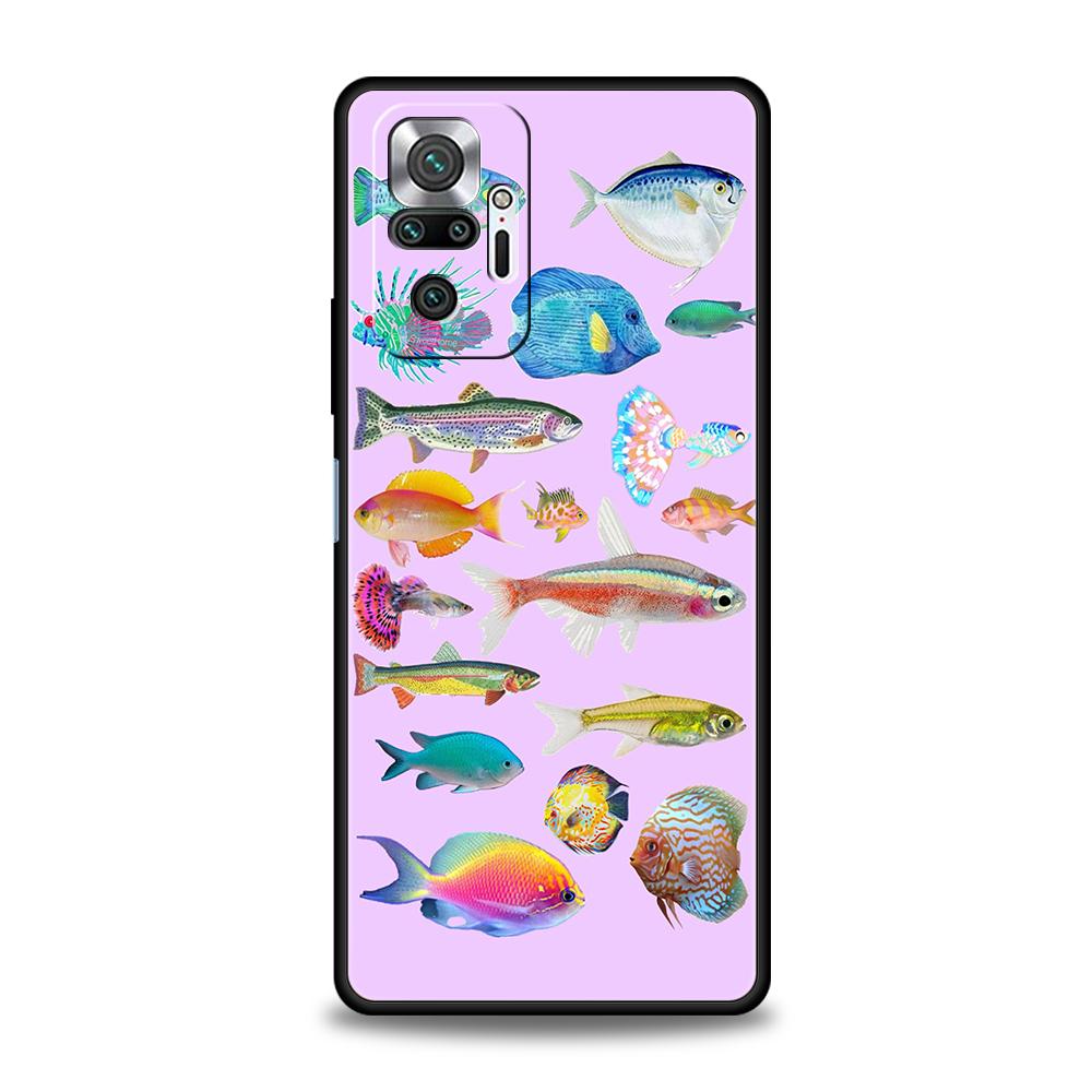 Мультяшный милый чехол для телефона с рыбками для Xiaomi Redmi Note 14 5G 13 12 10 11 Pro Plus 4G 14C 13C 12C 10C 9C Мягкий чехол из ТПУ