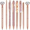 Набор шариковых ручек розового и золотого цвета, 8 шт., блестящая ручка с жидким песком, металлическая ручка с искусственным бриллиантом для студентов, шариковая ручка с черными чернилами, подарок на свадьбу, офис