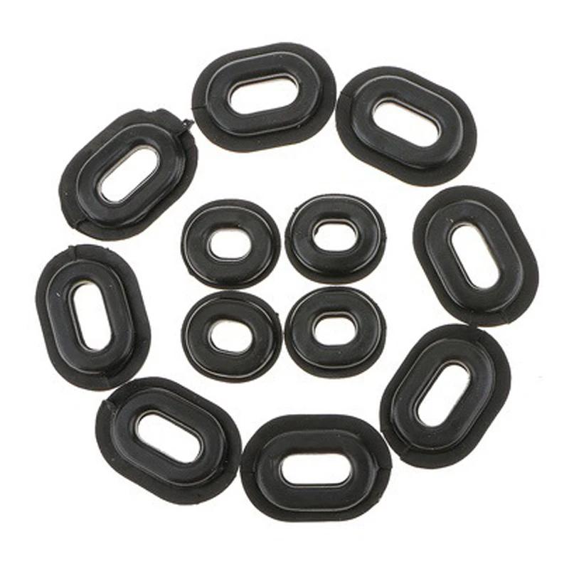12Pcs/Set Motorcycle Body Side Cover Black Rubber Grommet Fairing Washer Bolts Fixed Rubber Ring Motorcycle Exterior Accessories