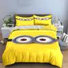 Yellow Cartoon Character Eyes Design Bedding Set (1 Duvet Cover, 2 Pillowcases, Duvet Not Included) Sofas