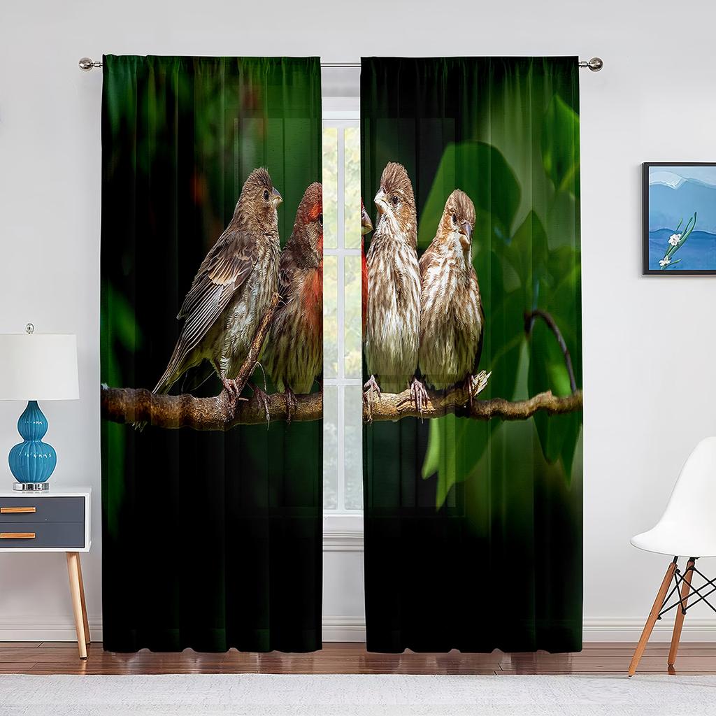 Два розовых какаду, птицы, попугаи, тюлевые шторы для гостиной, украшения спальни, прозрачная шифоновая прозрачная вуаль, оконная занавеска