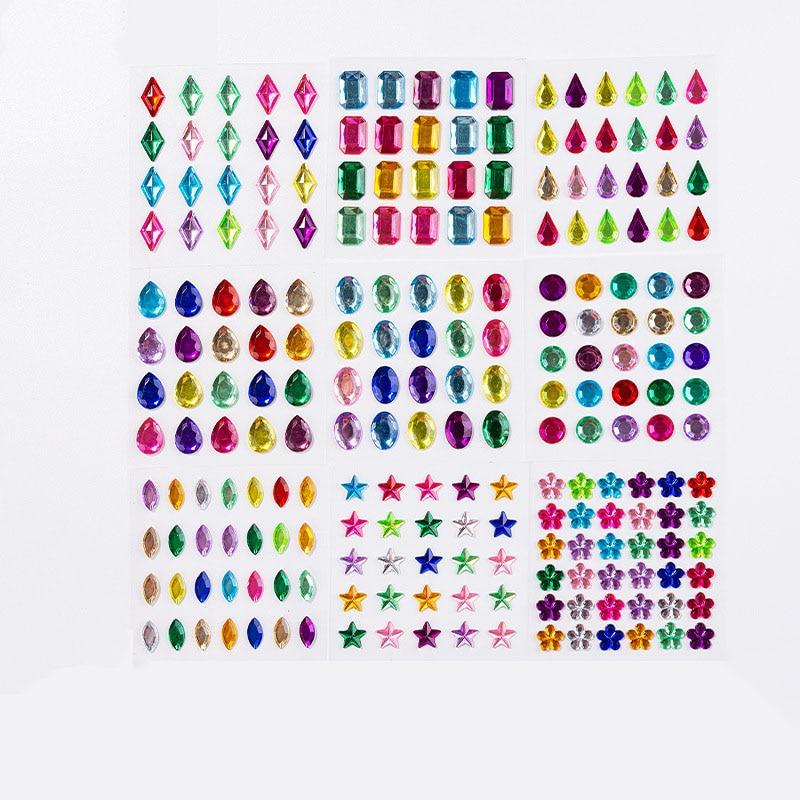 Colored Self-adhesive Rhinestones Sticker Children's Stage Show DIY Face Eye Decoration Acrylic Crystal Diamond Tattoo Sticker