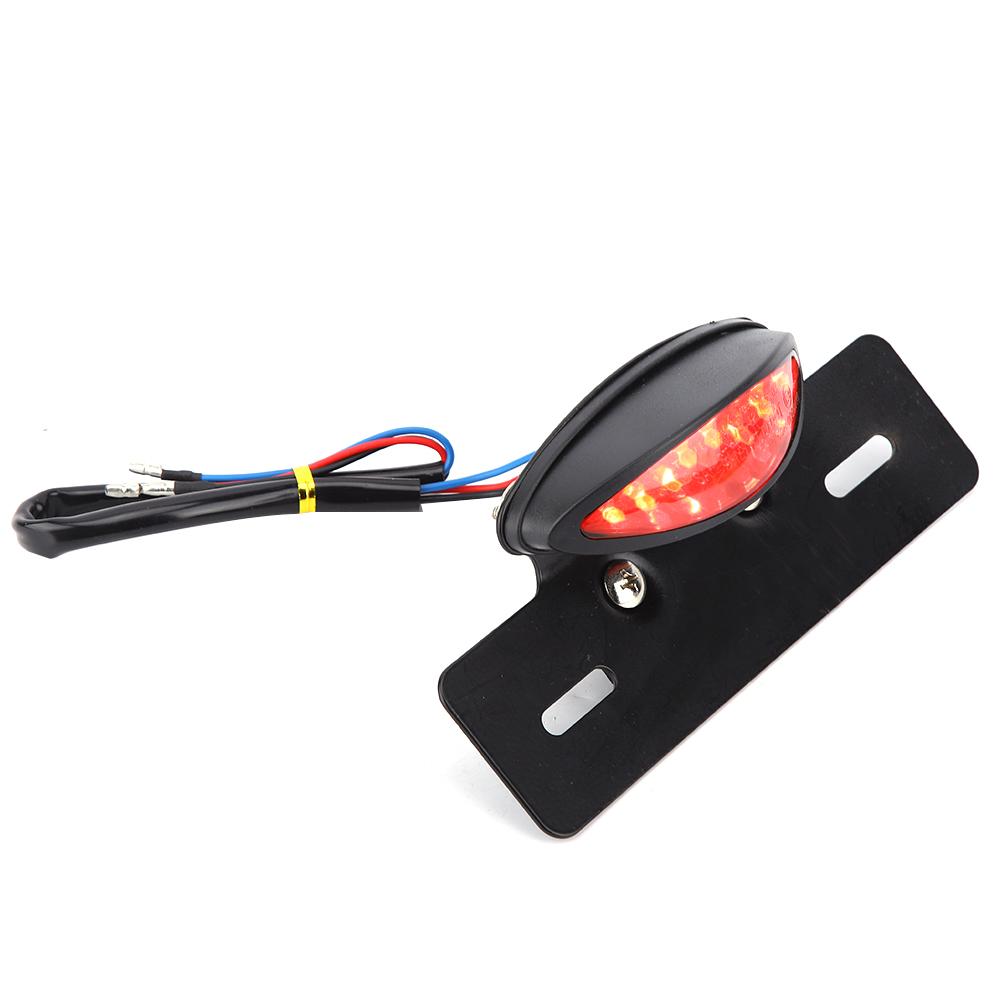 Motorcycle Taillight Retro LED Brake License Plate Light Indicator Lights(black)