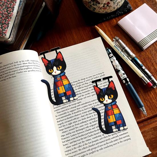 Cute Cat Bookmarks Acrylic Creative Page Marker Reading Companion Cat Bookmark Gift for Bookworms Students Teachers