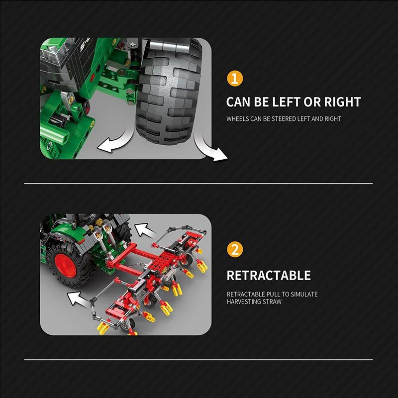 1664 шт. Конструктор «Сельскохозяйственный трактор», дистанционное управление через приложение, модель инженерной машины для города, развивающие игрушки «Сделай сам» для детей