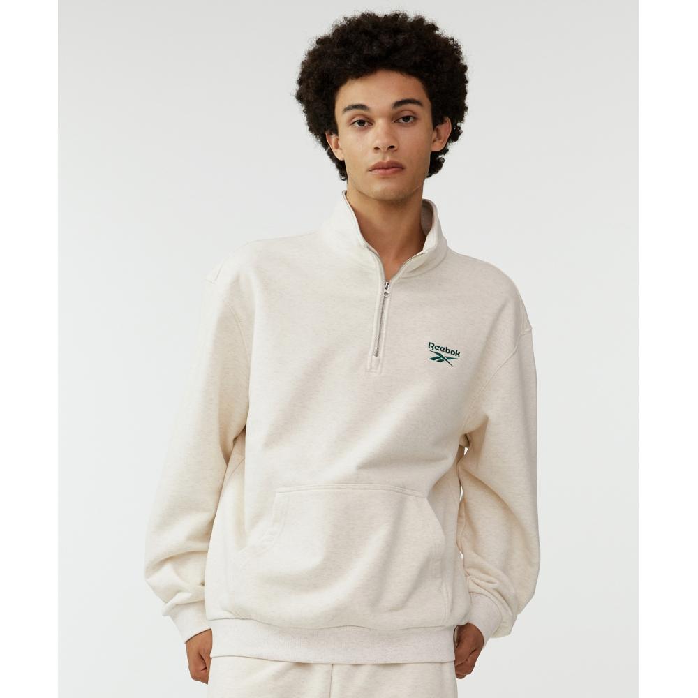 Reebok Свитшот Victory Half Zip Up бежевый