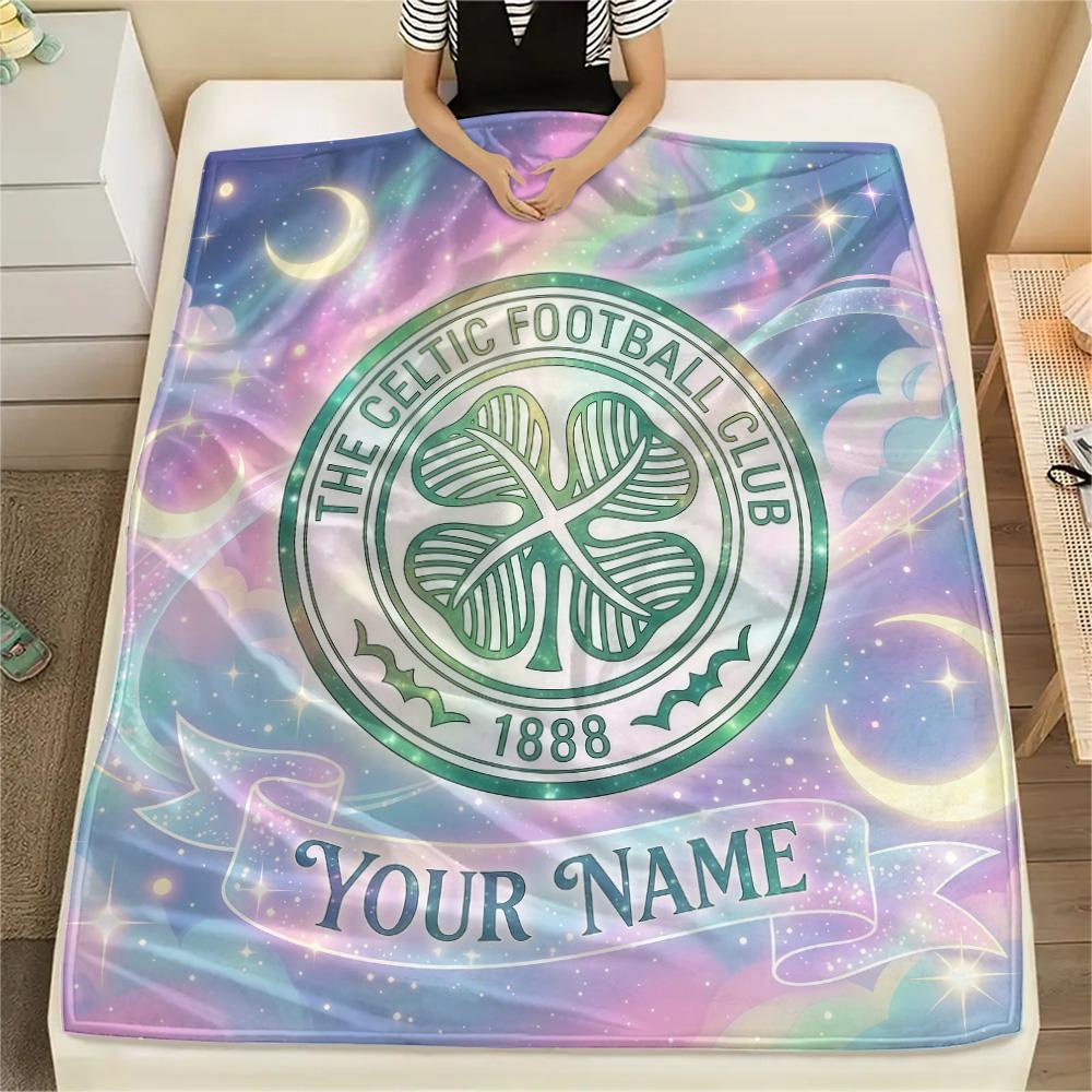 Custom Name The Celtic Football Club Flannel Blanket, High quality Comfortable for All Seasons, Home Decor, Warmth and Comfort