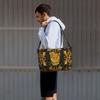 Golden Lion Baroque Pattern Travel Duffel Bag Personalized Weekender Overnight Bags with Shoulder Strap Unisex Sports Gym Bag