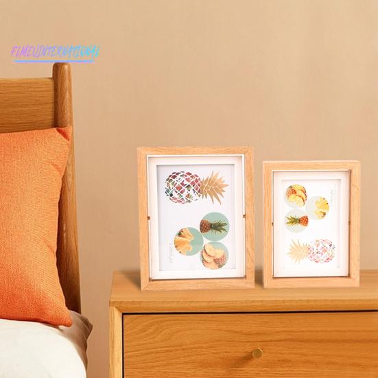 Вращающаяся фоторамка со стеклянной крышкой — сменная, изысканный вертикальный/горизонтальный настольный дисплей в деревенском стиле, двусторонняя фоторамка в скандинавском стиле