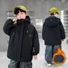 Парка для мальчиков, утепленная флисом, утолщенная: Теплое, свободное зимнее пальто для детей