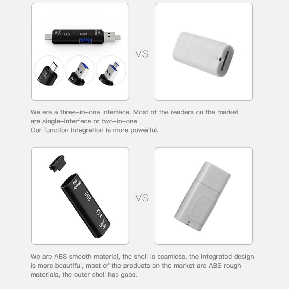 Тип C, MicroUSB и USB 3 в 1 OTG кард-ридер Высокоскоростной универсальный OTG TF/USB для Android-компьютерных удлинителей