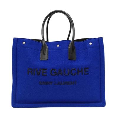 [Б/У] Черная сумка-тоут YSL Rive Gauche без бретелек из фетра и кожи - Очень хорошее состояние #1DDYBSS