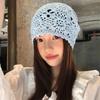 Bohemian Style Crochet Flower Knitted Hat Thin Knit Cap Fashion Hollowed Out Beanie Cap  Casual
