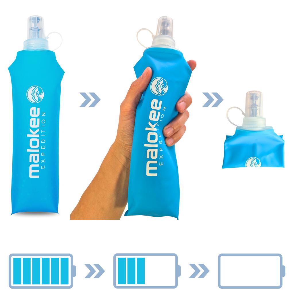 Soft Flask Water Bottle 500 Lightweight Foldable Bottle for Running Trekking Cycling