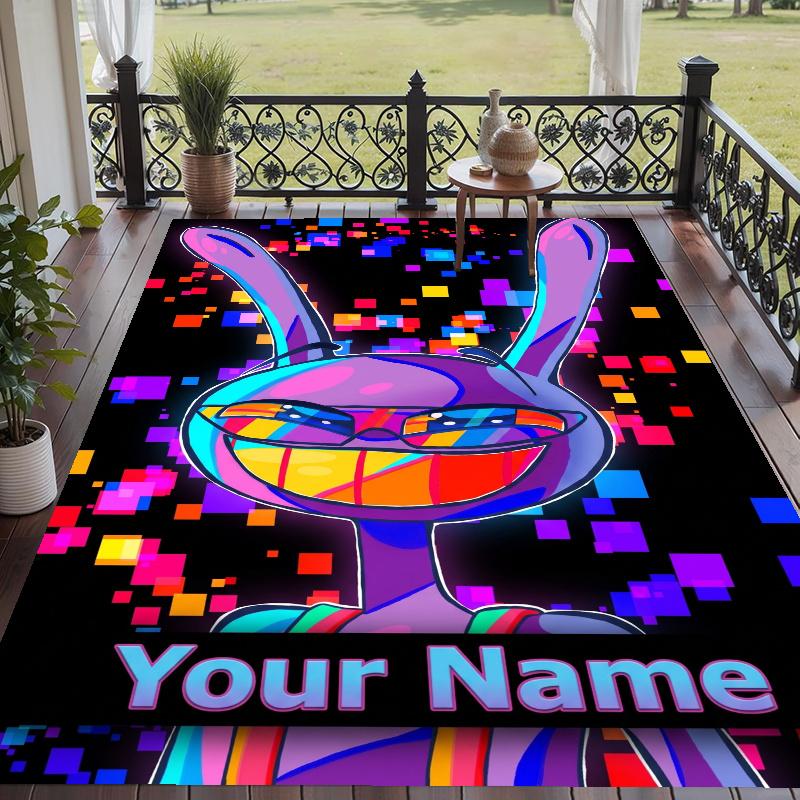 Custom Name Jax Crystal Velvet Floor Rug Personalized Text Soft Carpet Home Decor