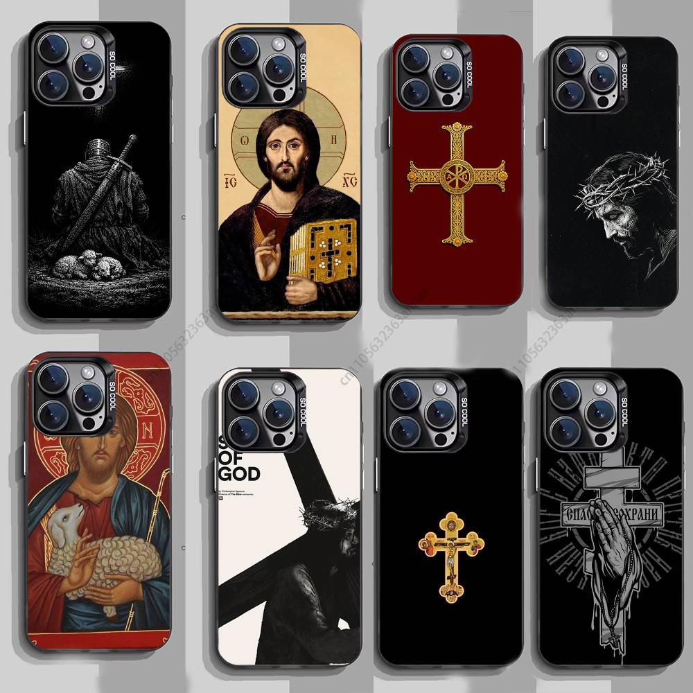 Православный Крест Икона Церковь ИСКУССТВО Чехол для Телефона Для iPhone 17,16,15,14,13,12,11,Pro,Max,Plus,Mini,X,XS,XR,8,S,SE Мягкий Черный Чехол
