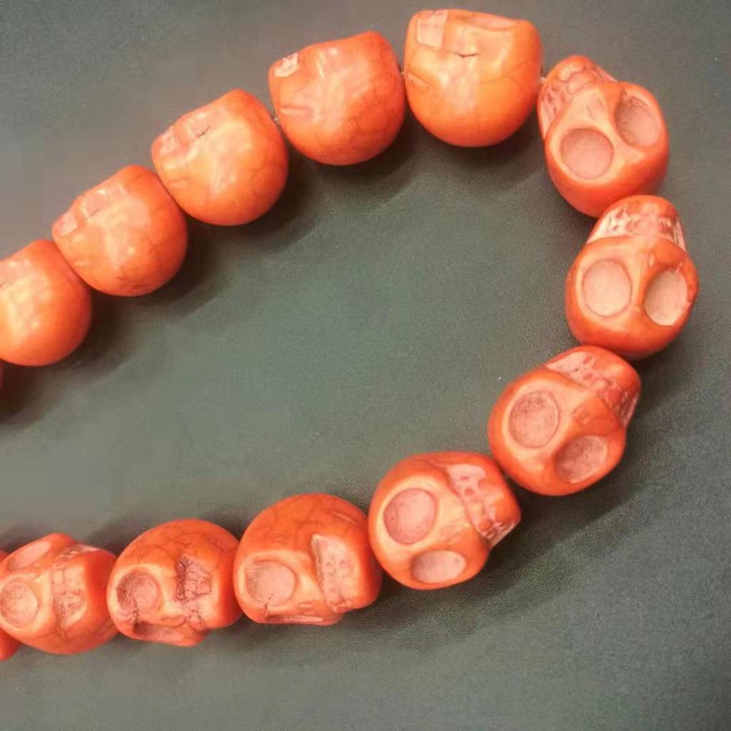 DIY Skull Shape 15*18 mm Howlite Dyed Stone Mix-color Turquoise Carved Skull Shape Loose Beads ,For DIY Jewelry Making