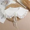 Summer Bow Tie Shawl White Fake Collars for Women Removable Dress Detachable Collar Wrap Shawl  False Collar Decor