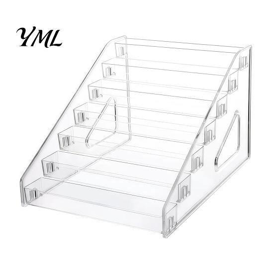 Clear Makeup Cosmetic Holder 5/7 Tier Acrylic Display Stand with Fences, Perfume Organizer, Stepped Countertop Shelf Multifunctional for Home