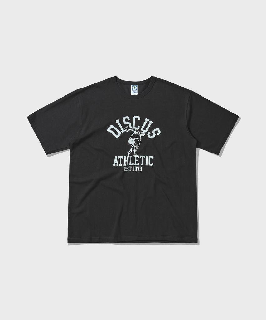 DISCUS ATHLETIC Heavyweight Center Logo T-Shirt Washed Black