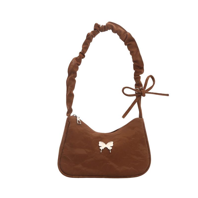 Street Style Small Crossbody Bag With Wrinkle Design And Polyester Interior For Casual Outings