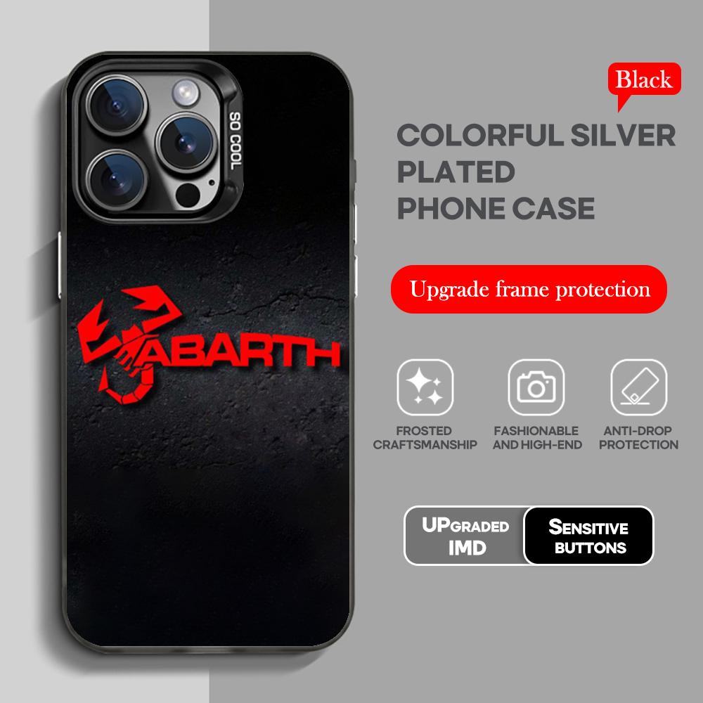 A-ABARTHes Italy Phone Case black IMD Colorful Silver Suitable case for iPhone 17 16 e 15 14 13 12 11 XS Pro Max