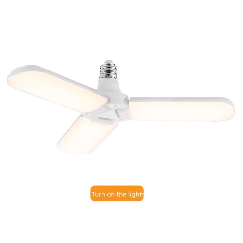 Светодиодная складная лампа для гаража E27 с винтовым цоколем, широким диапазоном напряжения, высокой мощностью, высокой яркостью и постоянным током, лампа-летающая тарелка