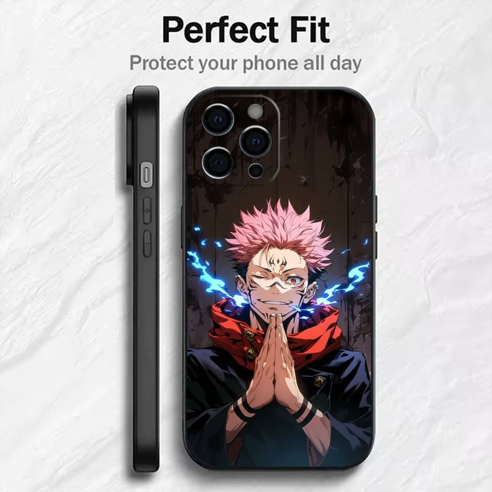 Itadori J-Jujuts-u K-Kaisen  Phone Case For iPhone17,16,15,14,13,12 Plus,Max Soft Silicone Black Cover