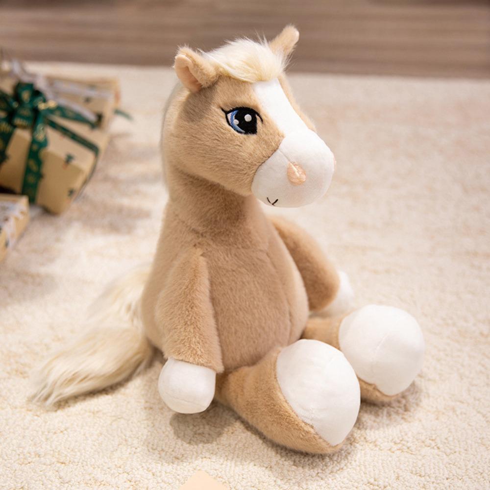 Long Tail Sitting Foal Plush Doll Simulation Cartoon Horse Stuffed Toy Easter Gifts