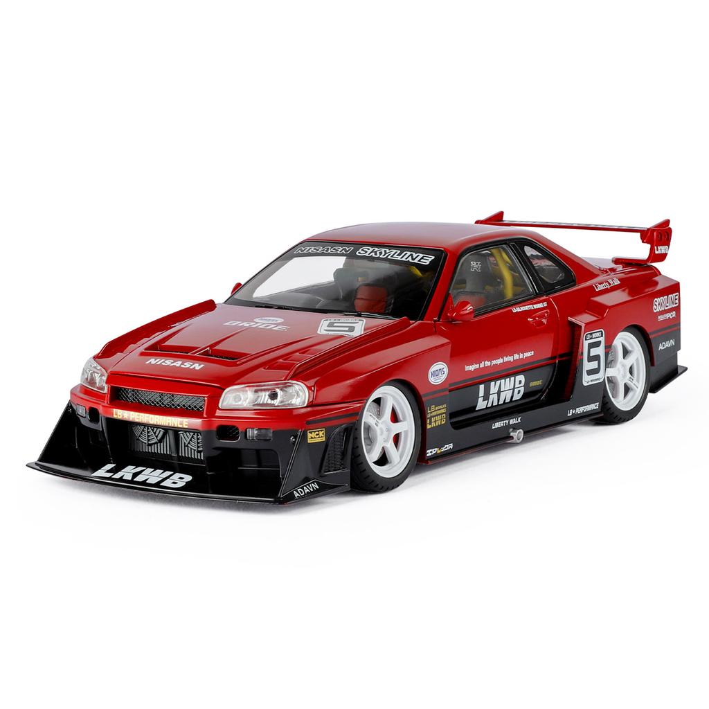 1/18 Nissan Skyline Ares GTR R34 Alloy Modified Wide Body Sports Car Model Diecast Raing Vehicle Car Model Sound Light Kids Gift
