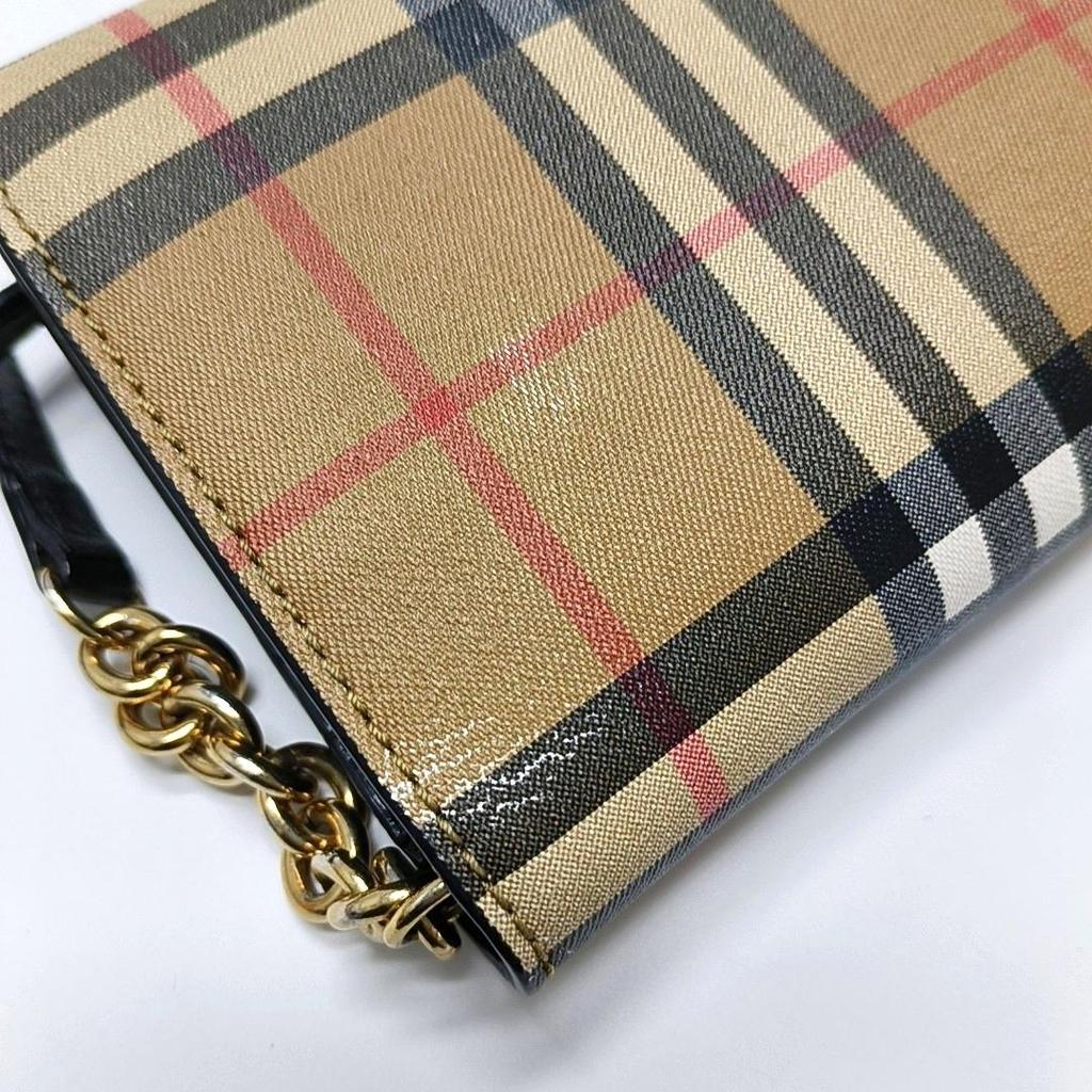 [Pre-Owned] Brown Coated Canvas Wallet With Gold Hardware - Very Good #5I7B25
